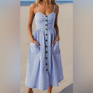 Striped Blue Button-Down Dress